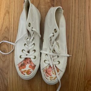 Size 7 - Converse Chuck High Tops with flowers accents